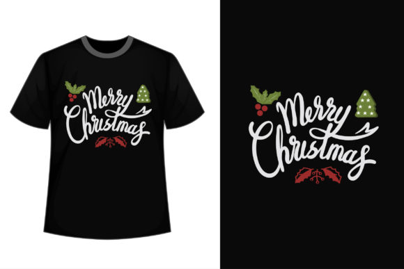 Beautiful Merry Christmas Text T Shirt Graphics & Print Templates