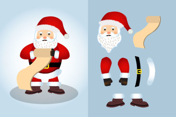 Christmas Santa Claus Holding Gifts List: Graphics for Sellers
