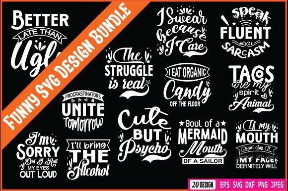 Funny Svg Bundle T Shirt Designs for Graphics and Crafts