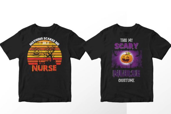 Halloween Nursing T- Shirt Design Graphics for Print Templates