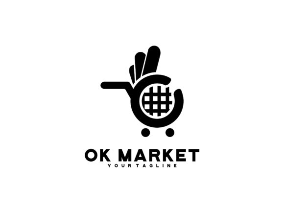 Ok Market Hand and Shopping Cart Graphics for Logos