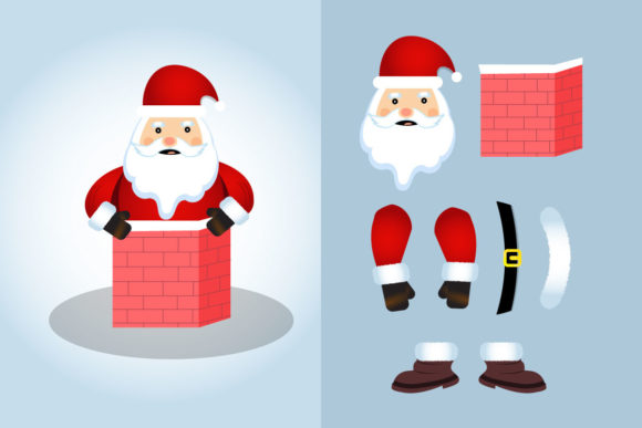 Santa Claus Trying to Get Inside Design for Graphics and Graphic Templates