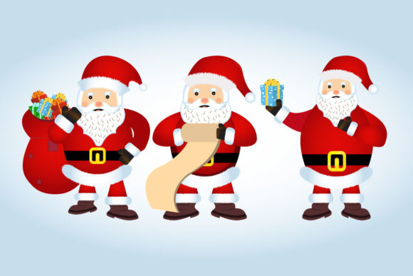 Set of Three Santa Claus Vector Design for Modern Graphics